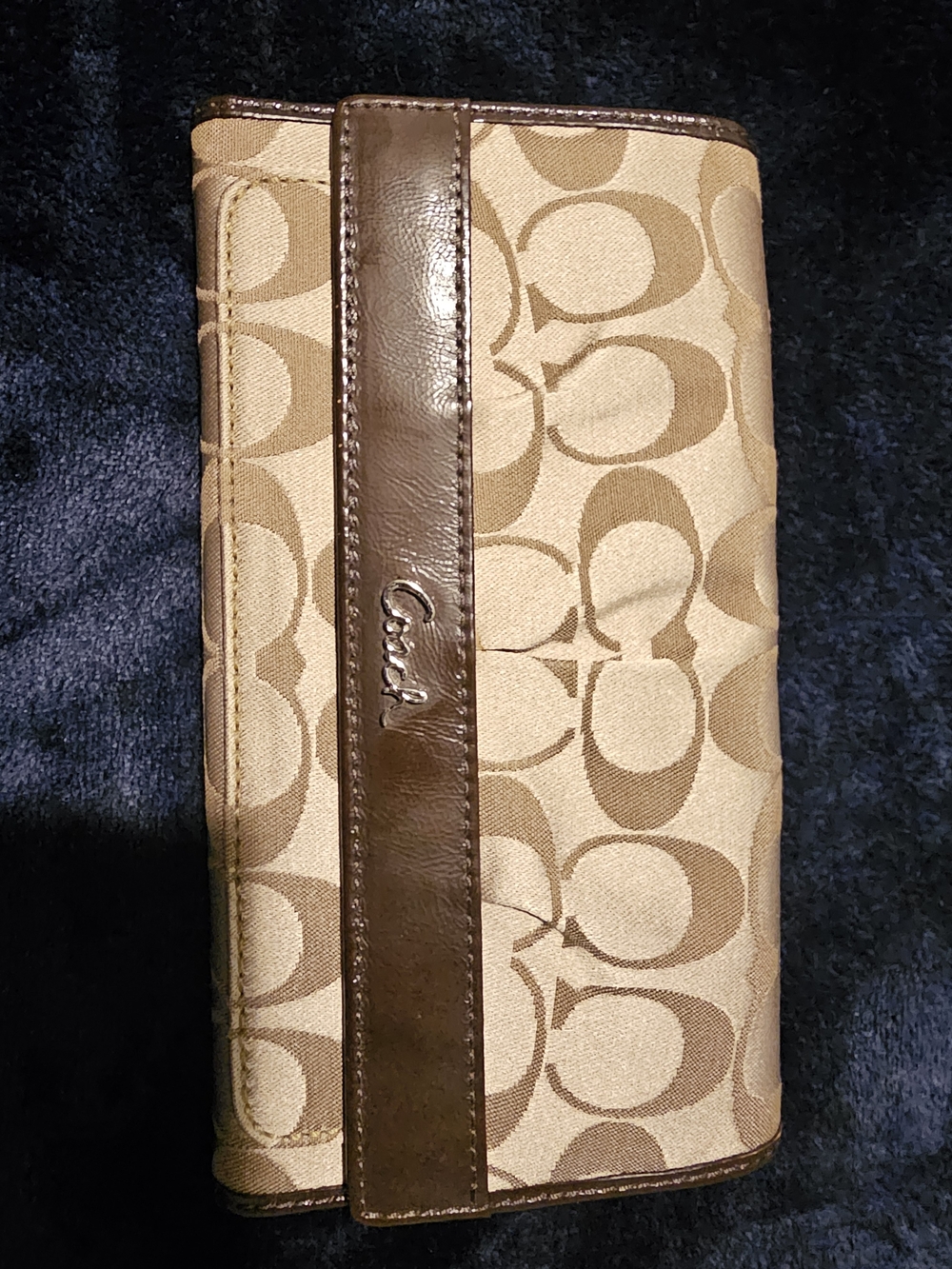 Coach Tan and Khaki Signature Canvas Wallet